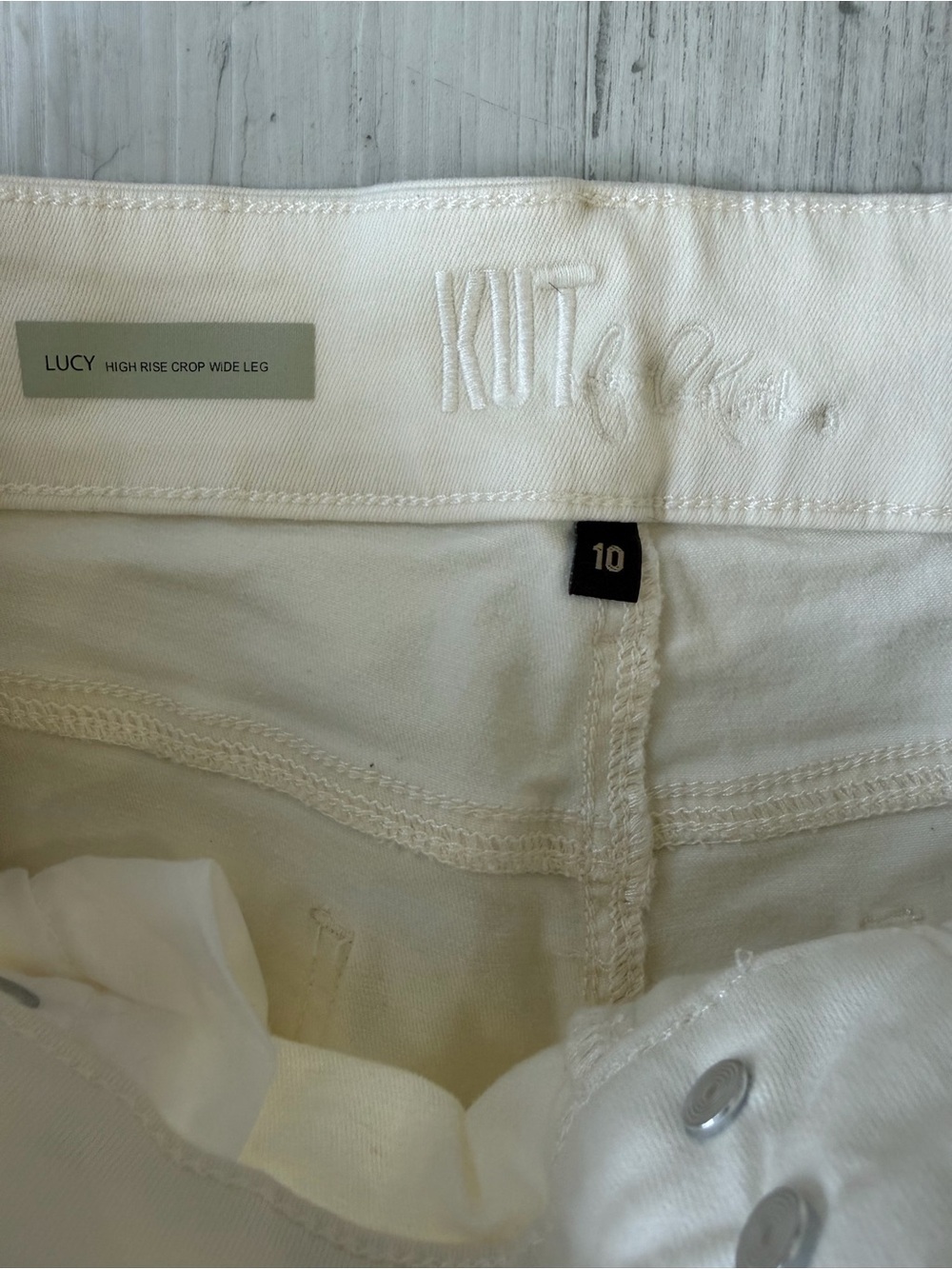 Kut from the Kloth Wide-Leg Cropped Jeans - Cream - Picture 3 of 5